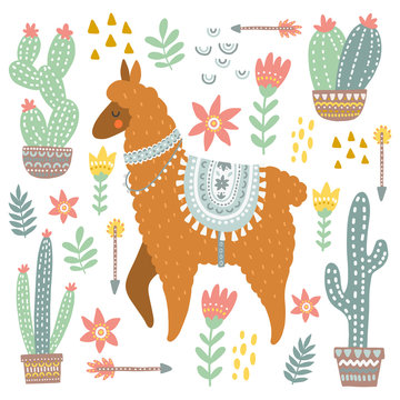 Alpaca And Cactus