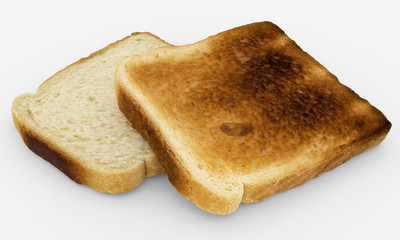 bread slices - toast pair - isolated on white