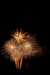 beautiful colorful firework isolated display for celebration happy new year and merry christmas on black isolated background, fireworks new year 2018