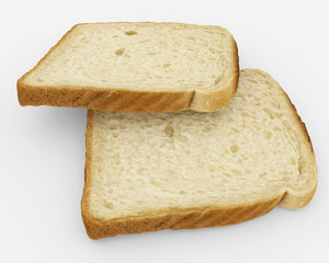 bread slices - toast pair - isolated on white