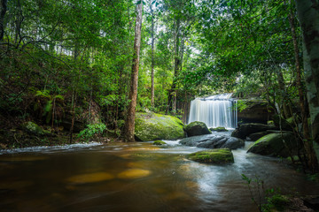 Waterfall in the tropical rainforest landscape
