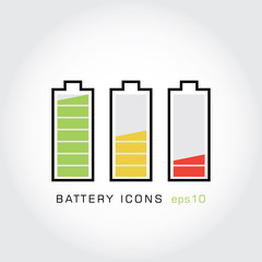 Set of battery icons.