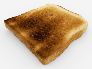 bread slice - single baked toast close-up - isolated on white