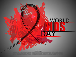 World Aids Day abstract brush ribbon. Vector illustration.