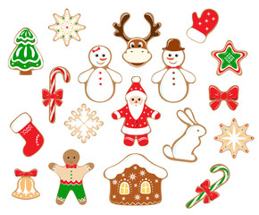 a set of Christmas and new year symbols