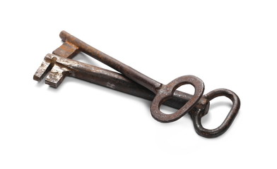 Old key isolated on white background
