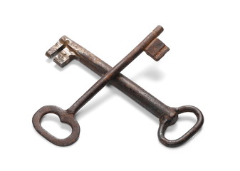 Old key isolated on white background