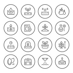 Set round line icons of seed and seedling