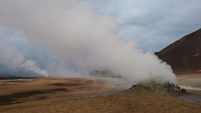Smoking fumaroles on Hverarond valley