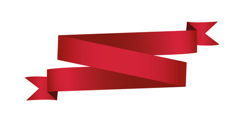 single red ribbon banner in white background