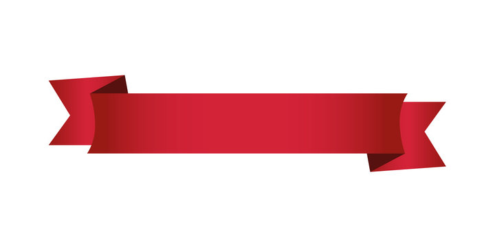 single red ribbon banner in white background
