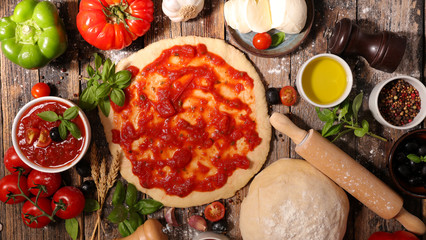 pizza dough with ingredient