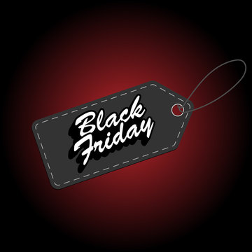 ditable label of black friday in gray and white tones on black and red background