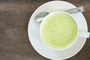 Hot matcha green tea with milk