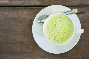 Hot matcha green tea with milk