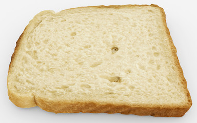 bread slice - single toast close-up - isolated on white