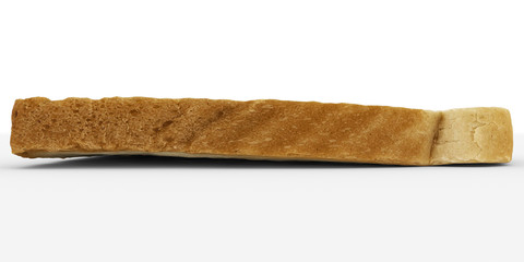 bread slice - single toast crust close-up - isolated on white - obrazy, fototapety, plakaty