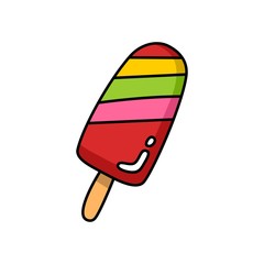 Icecream cartoon colorful flat vector food illustration for decoration and design on isolated white background 4