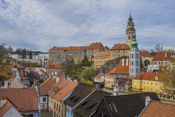 Fototapeta na wymiar View of castle and houses in Cesky Krumlov, Czech Republic.