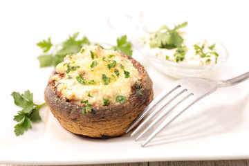 stuffed mushroom with cream and herbs