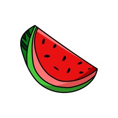 Watermelon cartoon colorful flat vector food illustration for decoration and design on isolated white background