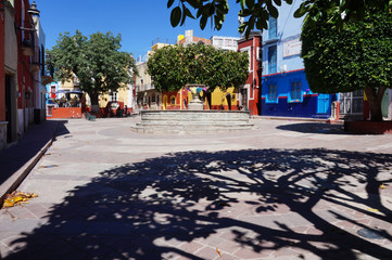 Guanajuato Mexico November 2017, Colonial colourful street in the town's center.