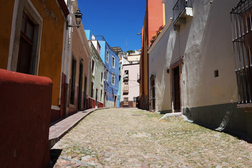 Guanajuato Mexico November 2017, Colonial colourful narrow street in the town's center.