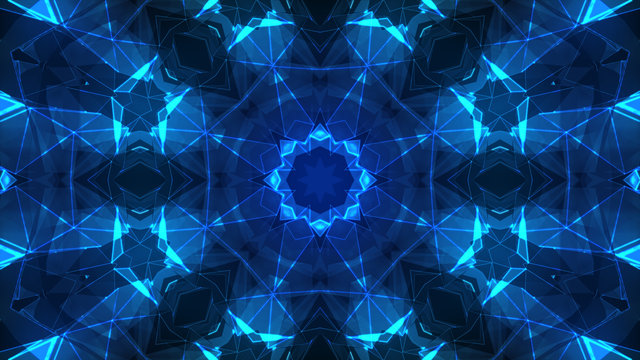 Stage lights and different abstract shapes art 3d illustration