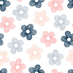 Vector seamless pattern with hand drawn flowers. - 180614731