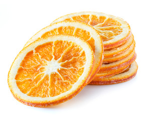 dry oranges stack isolated on white background