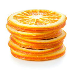 dry oranges stack isolated on white background