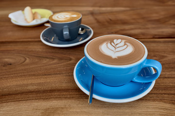 Hot coffee with croissant