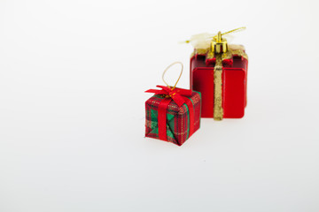 Gift boxes, Christmas Day and New Year's isolated on a white surface.