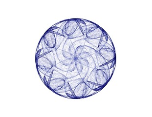 Abstract fractal red background with crossing circles and ovals. Disco lights. Motion illustration.