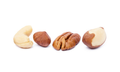 Mixed nuts isolated on white background