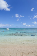 White sand beach of Mauritius island