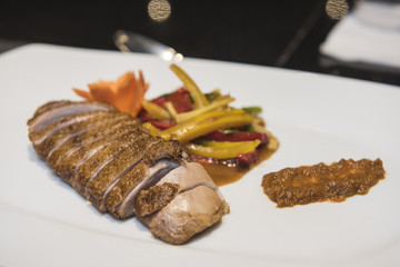 Beef steak with curry sauce Chinese meal