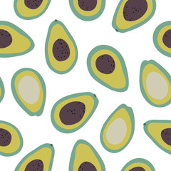 Modern decorative seamless pattern with avocado. Vector illustration
