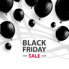 Vector Illustration of a Black Friday Sale Poster with Black Balloons