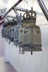 Bells of temple Golden Mountain in Bangkok, Thailand.