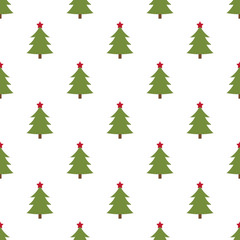 Christmas Pine Tree Seamless Pattern Background, Vector illustration