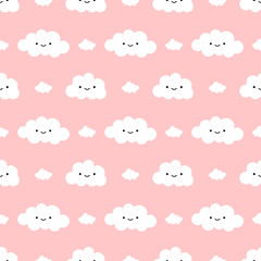 Cute Sun and Cloud Seamless Pattern Background, Vector illustration