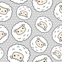 Obraz premium Cute Sheep Seamless Pattern Vector