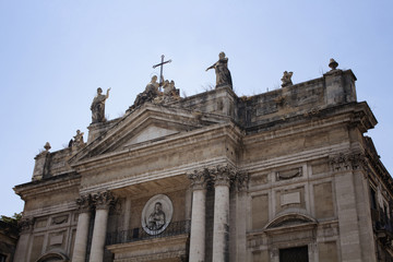 Fototapeta na wymiar Bottom view of Church of San Biagio in Catania / Italy