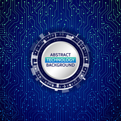 Obraz premium High-tech technology background texture. Blue circuit board vector illustration.