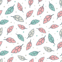 Feather Seamless Pattern Background, Vector illustration