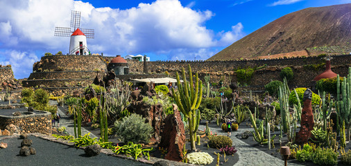  Cactus garden - popular touristic attraction in Lanzarote, Canary islands © Freesurf
