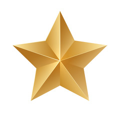 Gold star. Vector sign on white background.