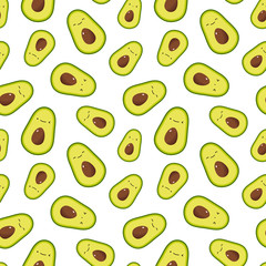 Cute Avocado Seamless Pattern Vector