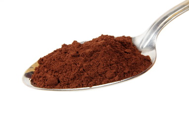Cacao powder on the spoon